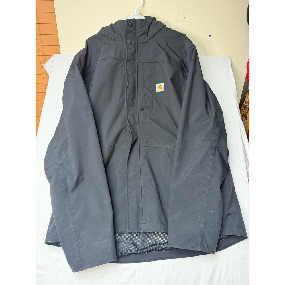 Carhartt Storm Defender Loose Fit Jacket Mens XL Tall Black 104670-BLK Rain Coat